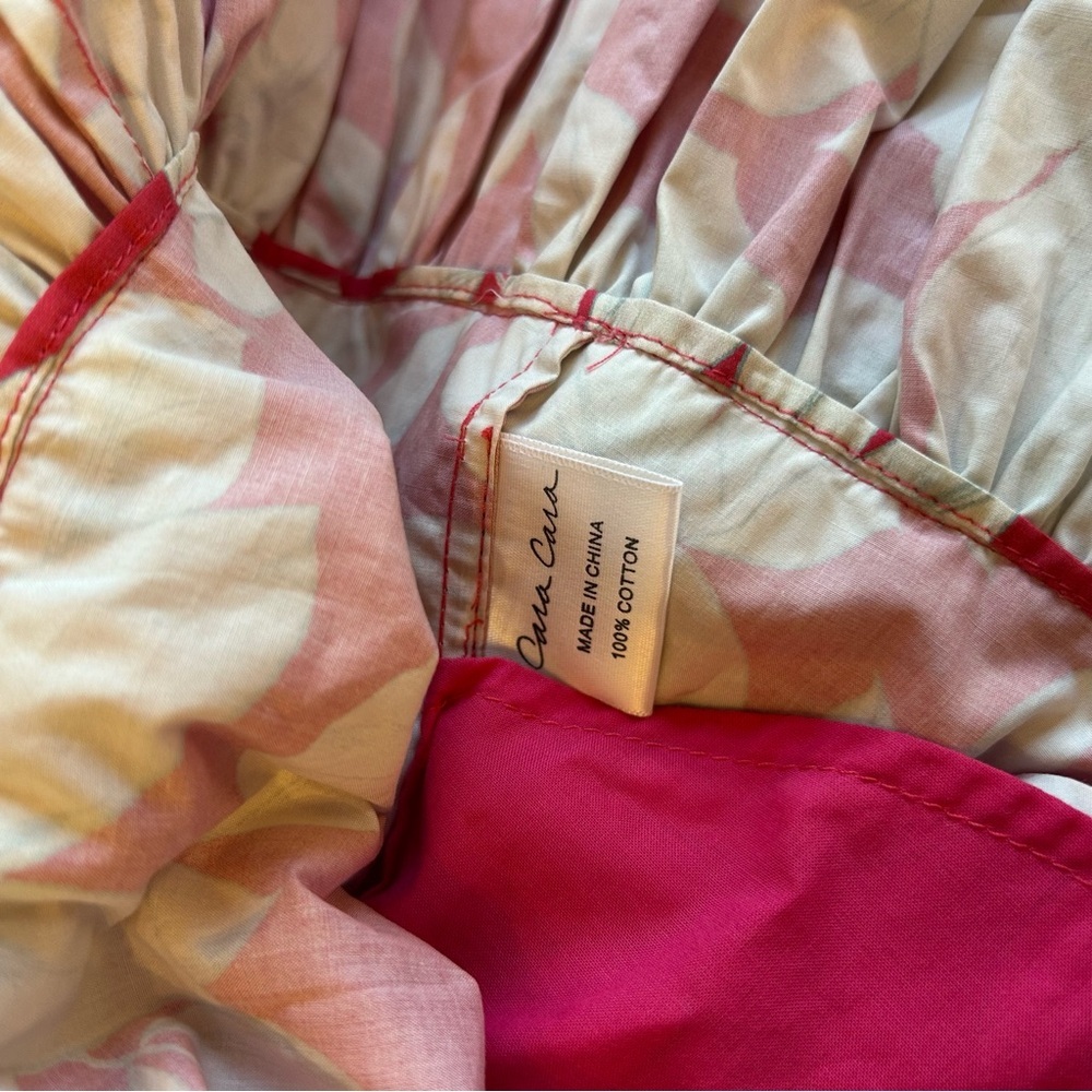 Cara Cara Lexa Raspberry Pink And White Floral Tiered Smocked Mini Dress - Picture 7 of 7